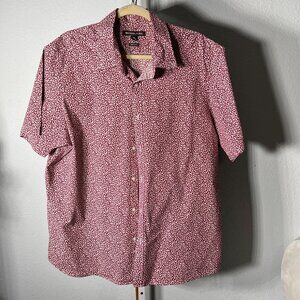 Michael Kors Trim Stretch Cotton Blend Short-Sleeve Button-Up SZ XXL